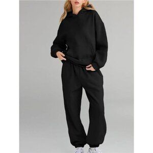 Full Size Kangaroo Pocket Hoodie and Joggers Set Plus Size